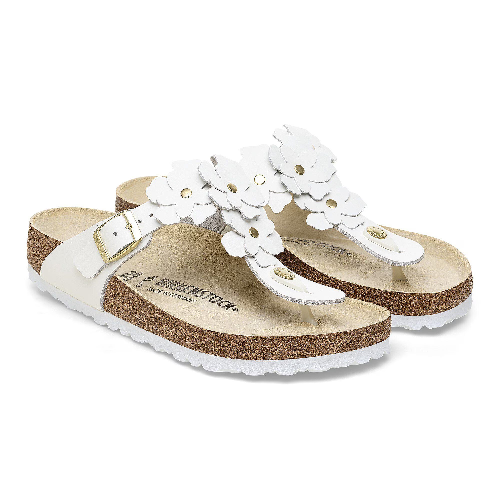 Gizeh Flower Embellishment Natural Leather